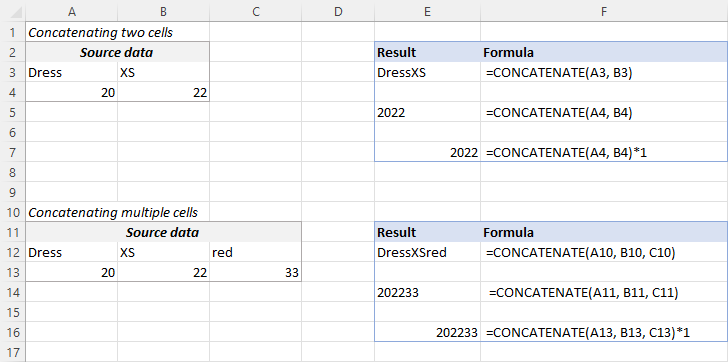 Concatenating the values of two or more cells in Excel Concatenating the values of two or more cells in Excel