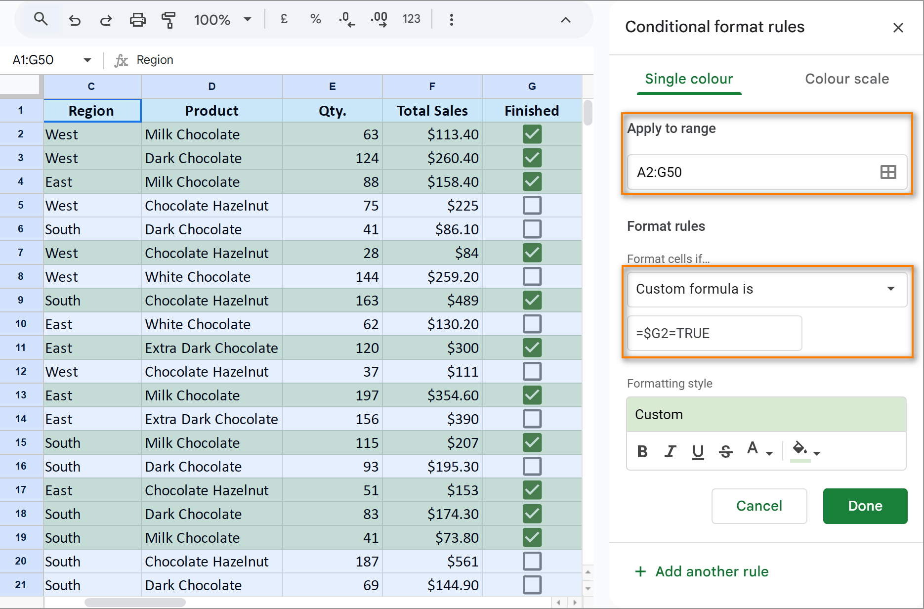 Google Sheets conditional formatting to highlight whole rows. Google Sheets conditional formatting to highlight whole rows.