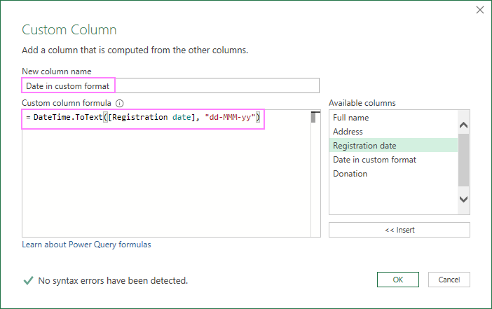 Set up a custom date format in Power Query. Set up a custom date format in Power Query.